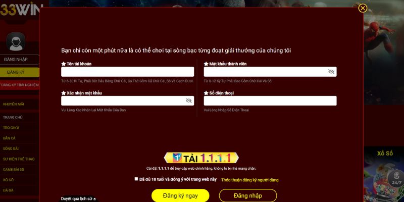 Các bước đăng ký 33WIN đơn giản nhanh chóng Các bước đăng ký 33WIN đơn giản nhanh chóng